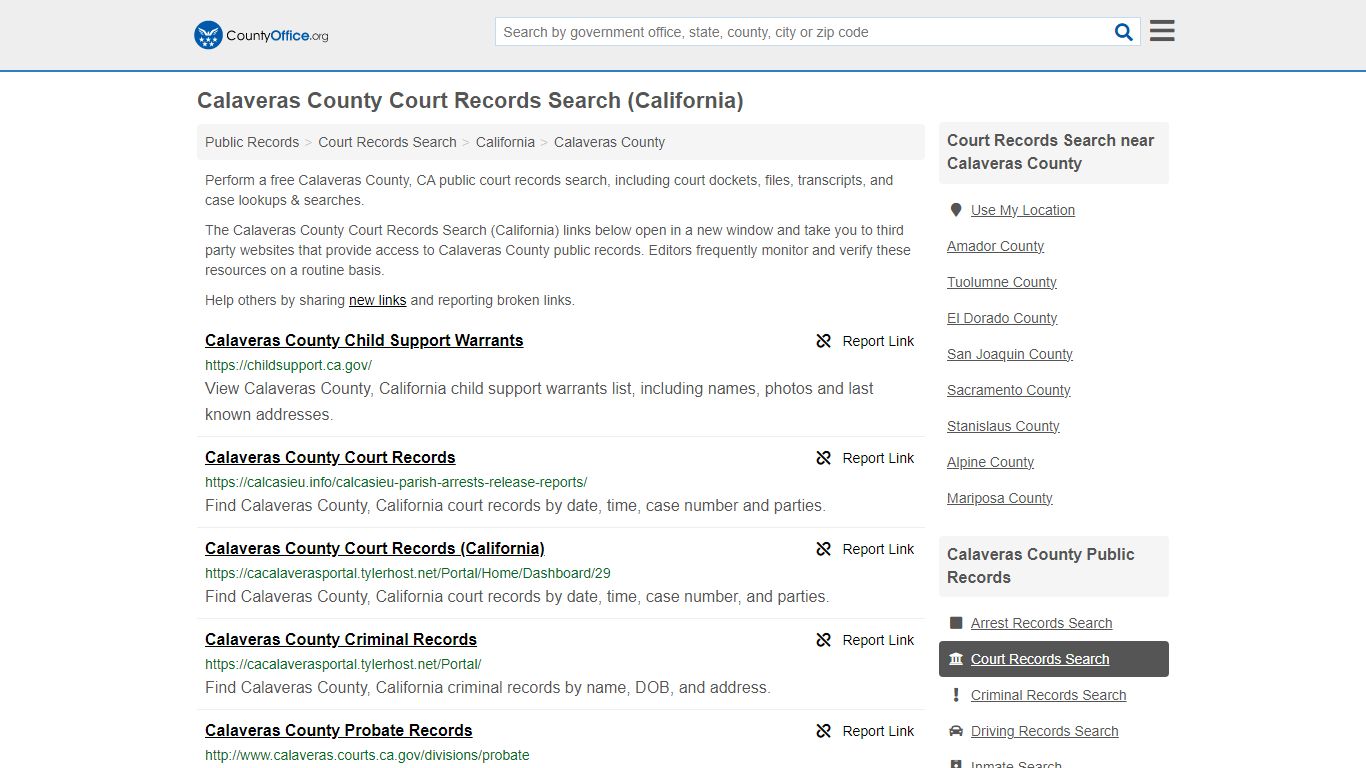 Calaveras County Court Records Search (California) - County Office