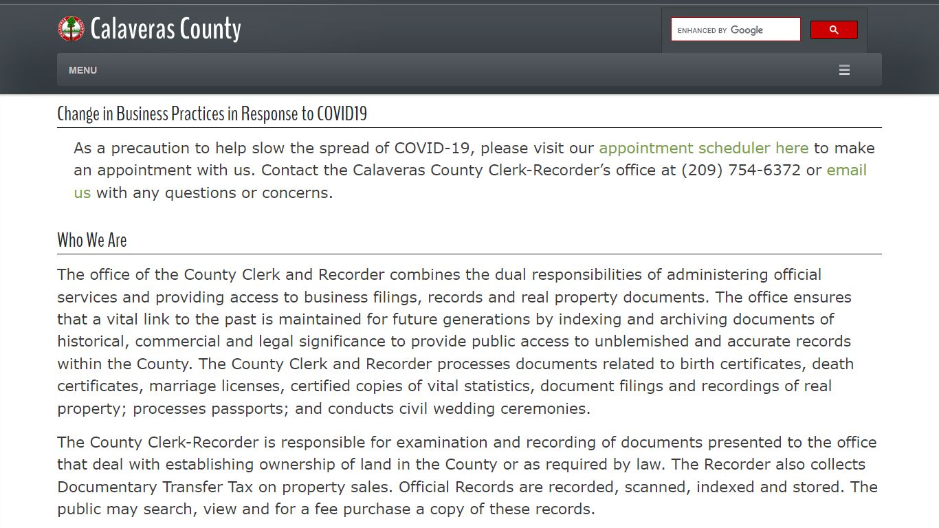 Recorder - Calaveras County, California