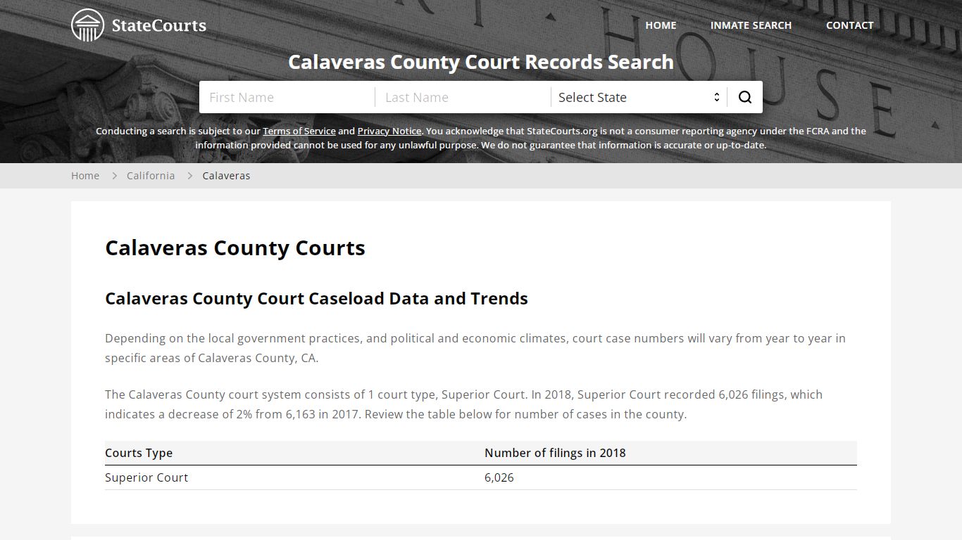 Calaveras County, CA Courts - Records & Cases - StateCourts